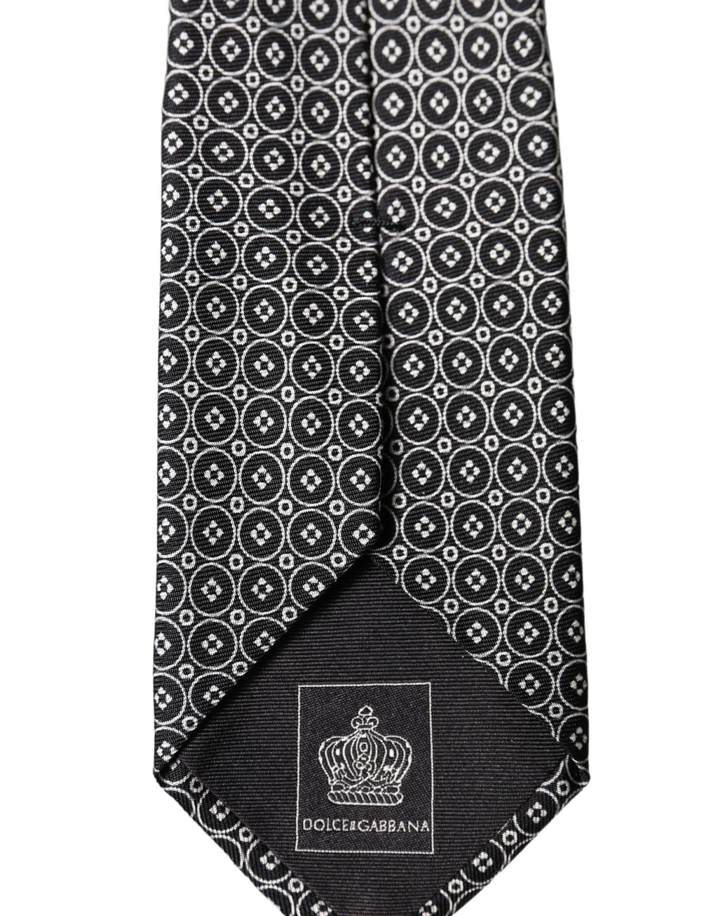 Black White Patterned Silk Adjustable Men Necktie Tie