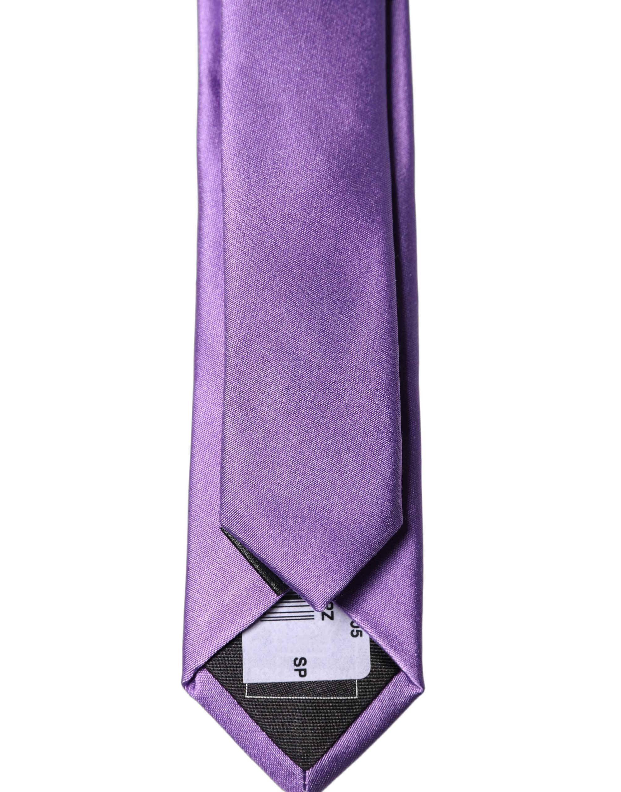 Purple Solid 100% Silk Adjustable Men Tied Necktie Tie