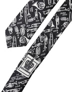 Black Trumpet Print Silk Adjustable Men Tied Necktie Tie