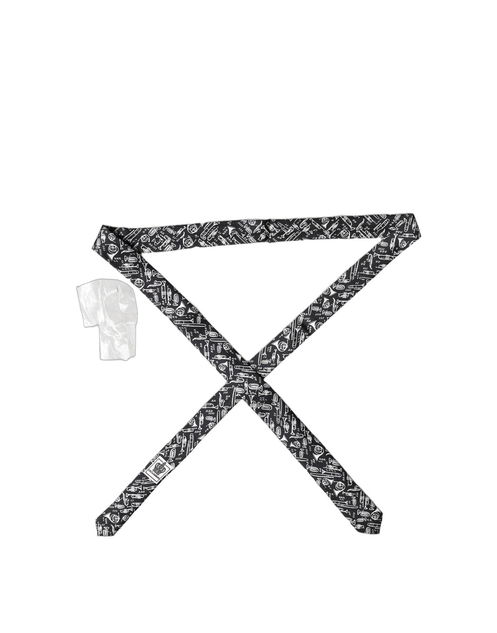 Black Trumpet Print Silk Adjustable Men Tied Necktie Tie