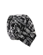 Black Trumpet Print Silk Adjustable Men Tied Necktie Tie
