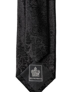 Black Floral Fantasy Silk Adjustable Men Tied Necktie Tie