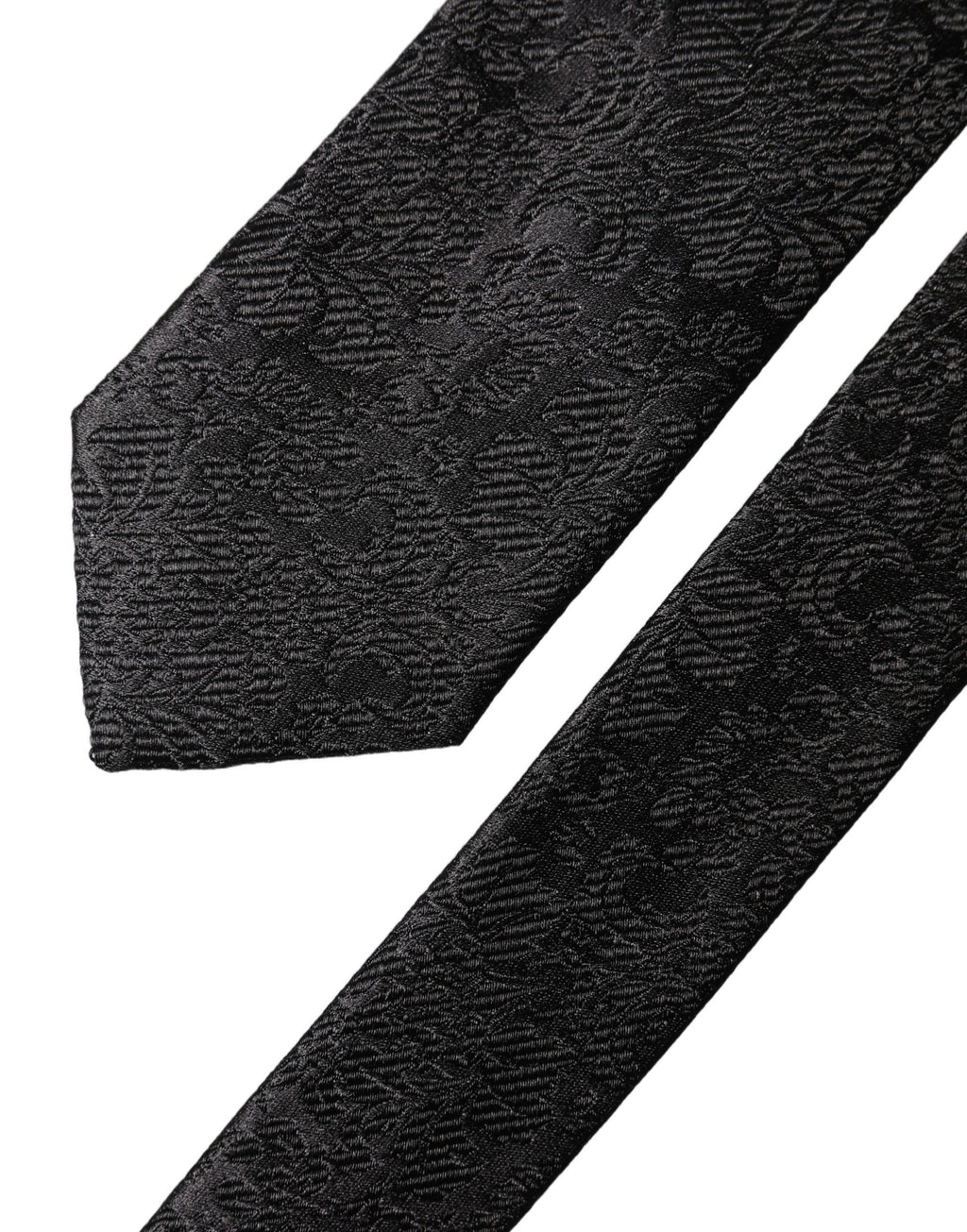 Black Floral Fantasy Silk Adjustable Men Tied Necktie Tie