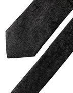 Black Floral Fantasy Silk Adjustable Men Tied Necktie Tie
