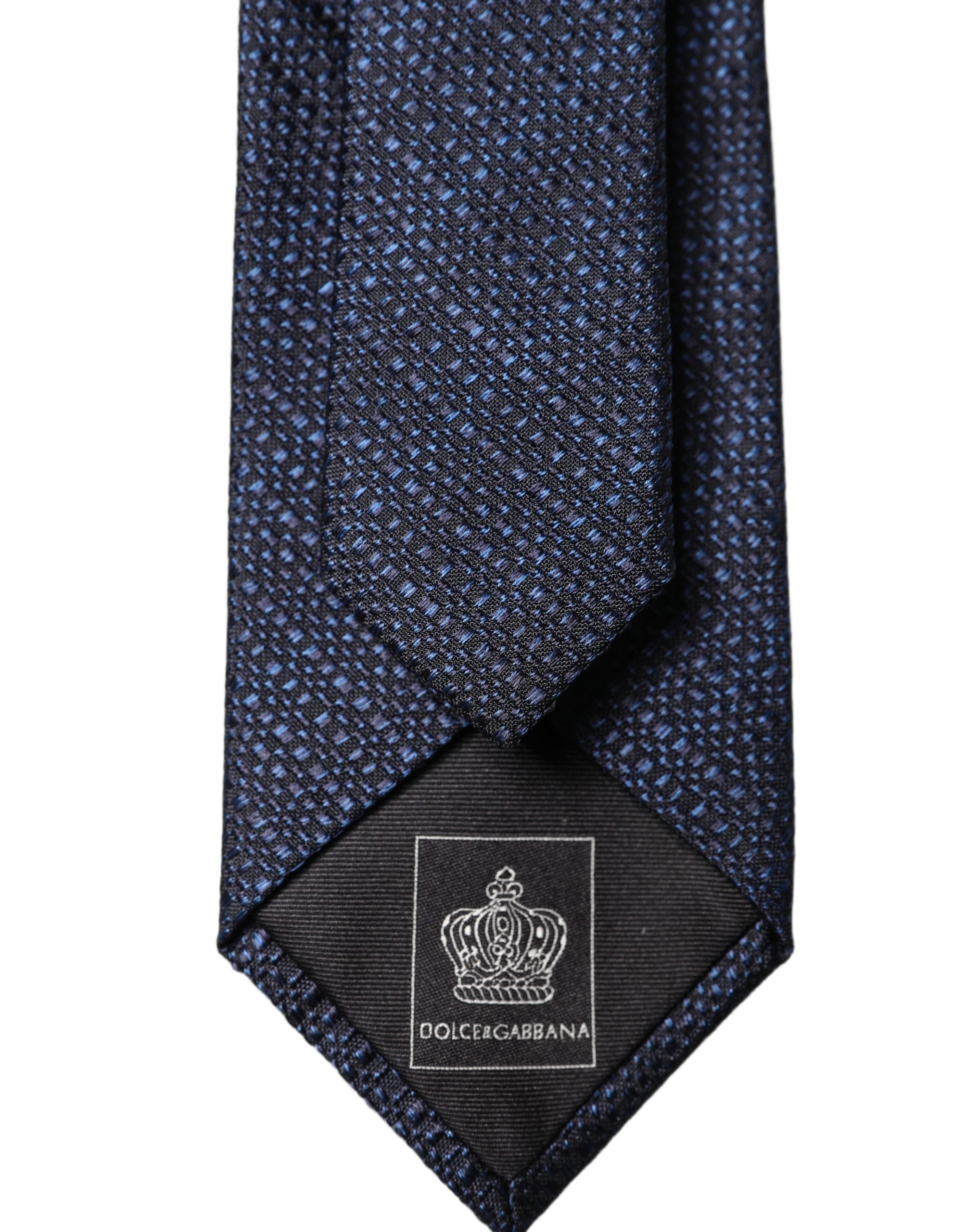 Navy Blue Textured Silk Adjustable Men Tied Necktie Tie