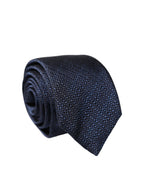 Navy Blue Textured Silk Adjustable Men Tied Necktie Tie