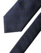 Navy Blue Textured Silk Adjustable Men Tied Necktie Tie