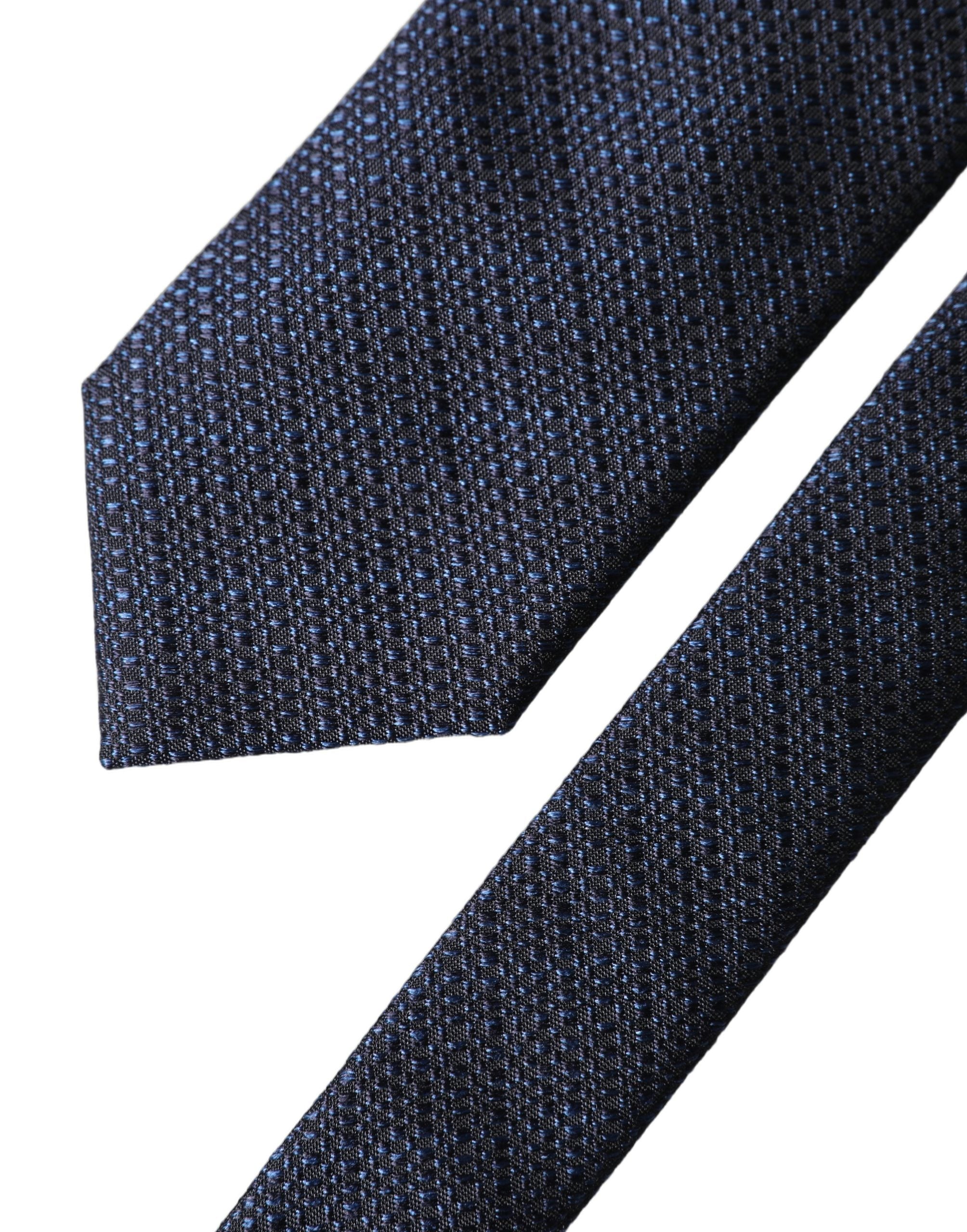 Navy Blue Textured Silk Adjustable Men Tied Necktie Tie