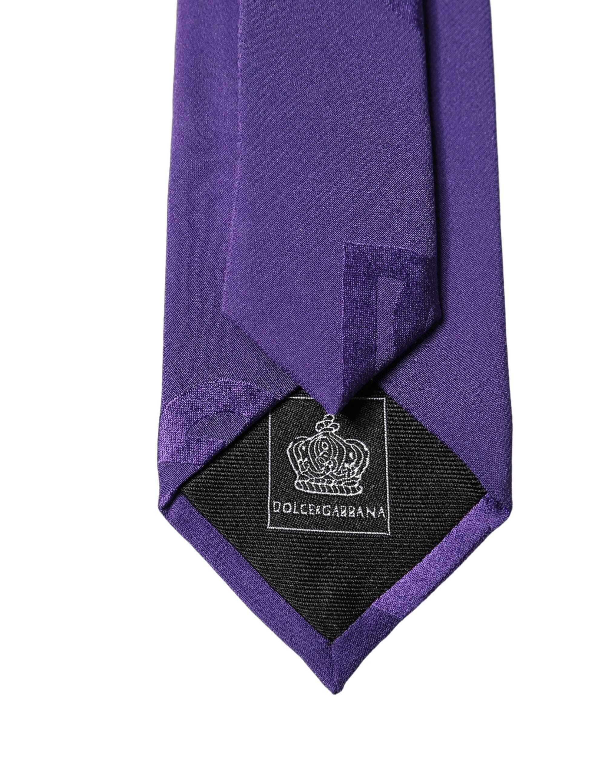 Purple DG Logo Monogram Silk Adjustable Men Necktie Tie