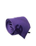 Purple DG Logo Monogram Silk Adjustable Men Necktie Tie