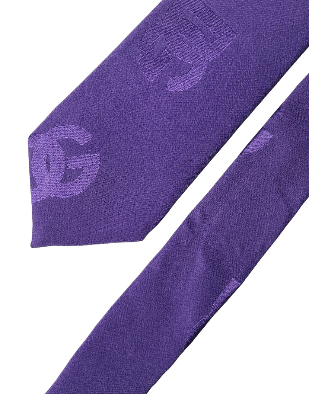 Purple DG Logo Monogram Silk Adjustable Men Necktie Tie