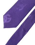 Purple DG Logo Monogram Silk Adjustable Men Necktie Tie