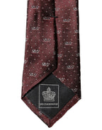 Burgundy Logo Monogram Silk Adjustable Men Necktie Tie