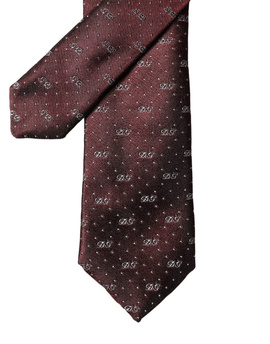 Burgundy Logo Monogram Silk Adjustable Men Necktie Tie