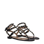 Black Leather Flip-Flop Sandals