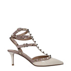 Beige Leather High Heel Pumps