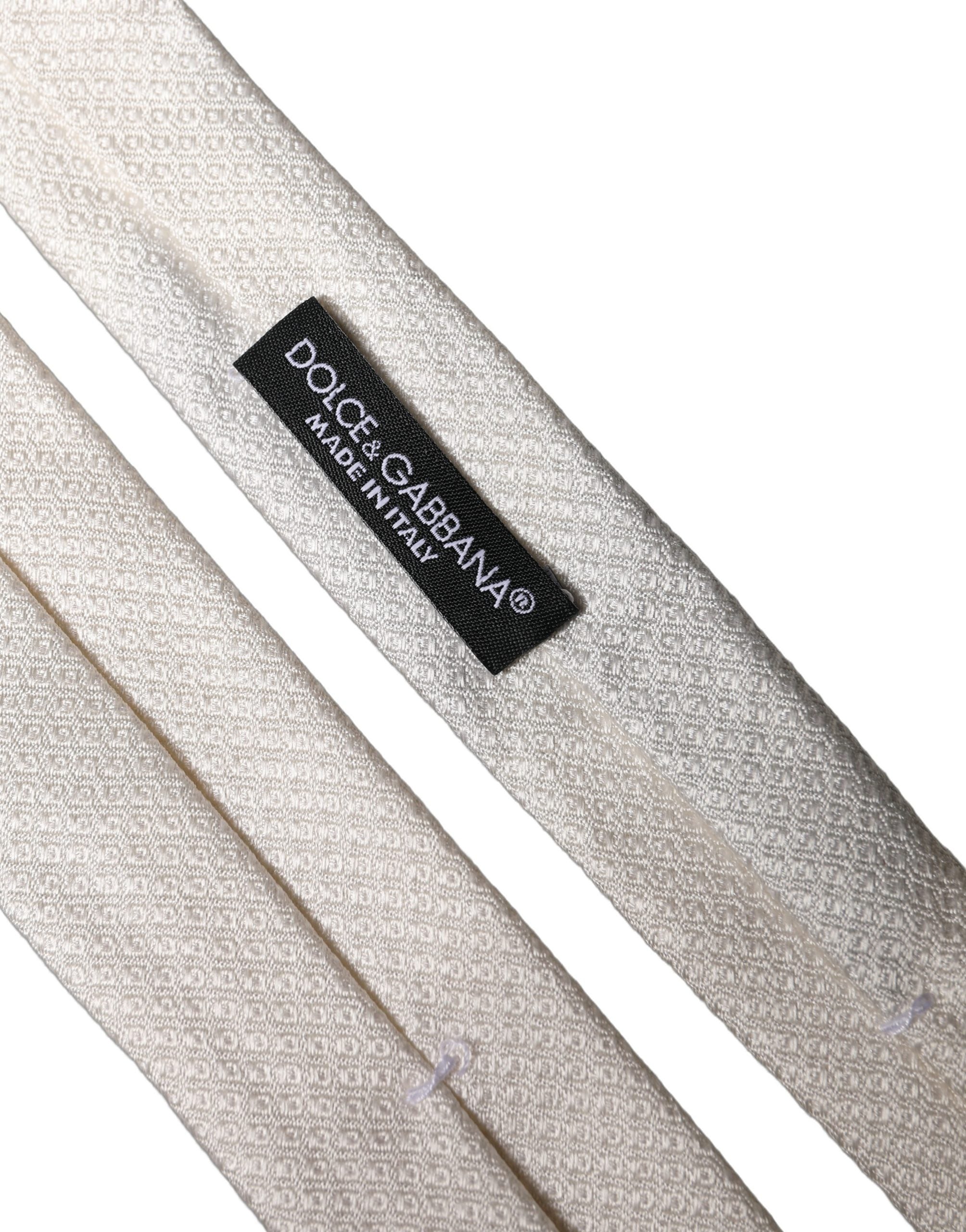 White Solid Textured Silk Adjustable Men Tied Necktie Tie