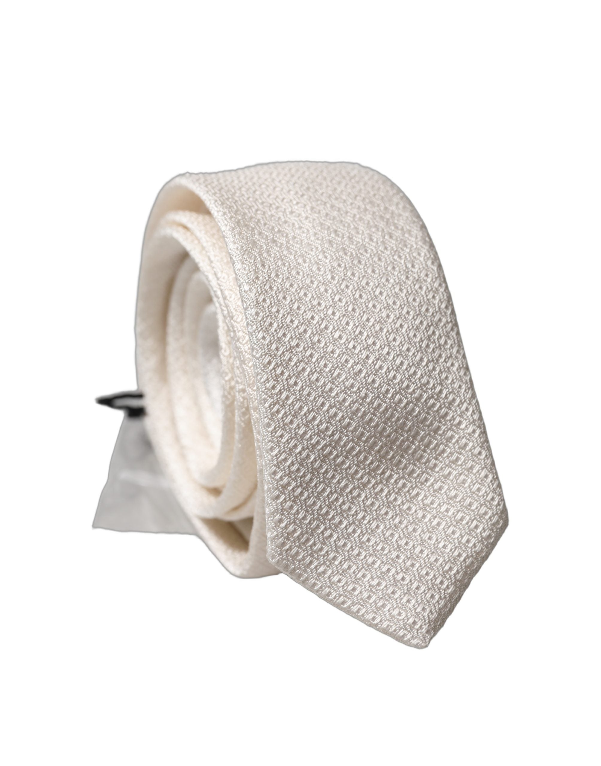 White Solid Textured Silk Adjustable Men Tied Necktie Tie