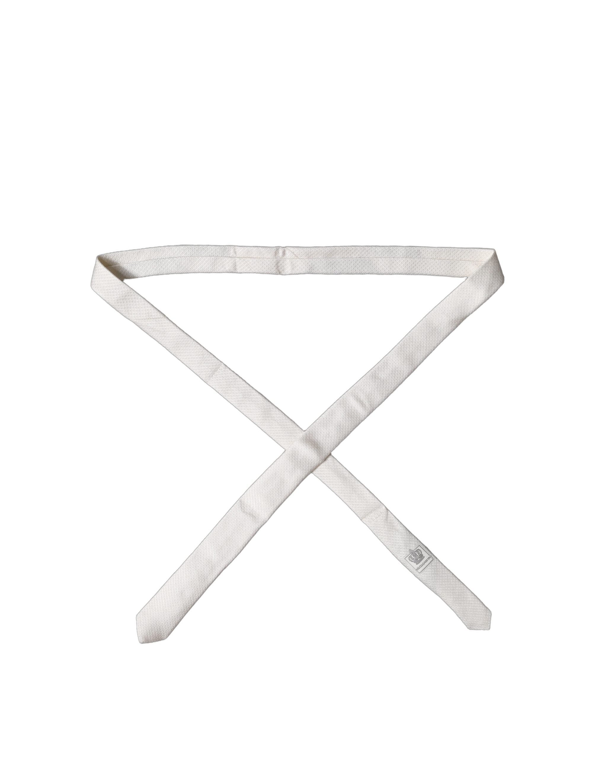 White Solid Textured Silk Adjustable Men Tied Necktie Tie