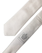 White Solid Textured Silk Adjustable Men Tied Necktie Tie