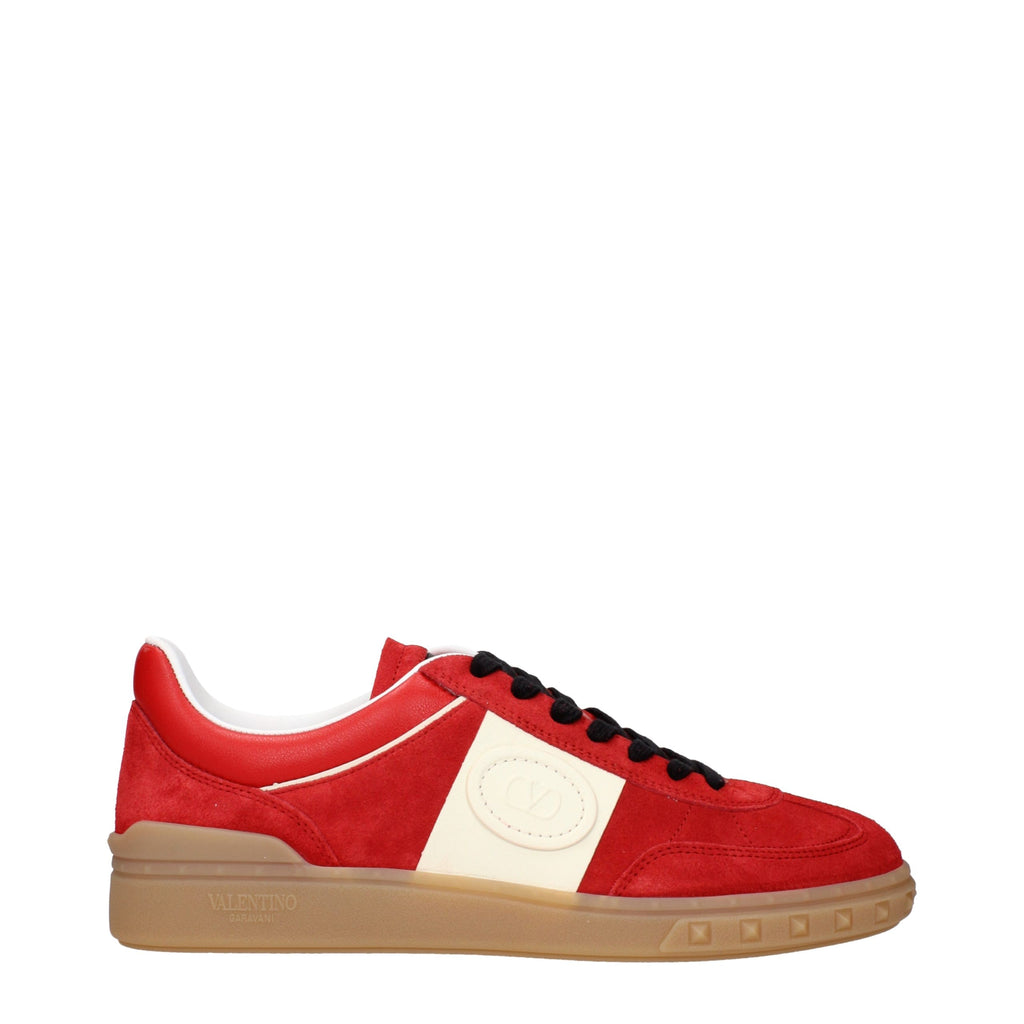Red Leather Low Top Sneakers