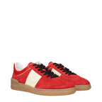Red Leather Low Top Sneakers