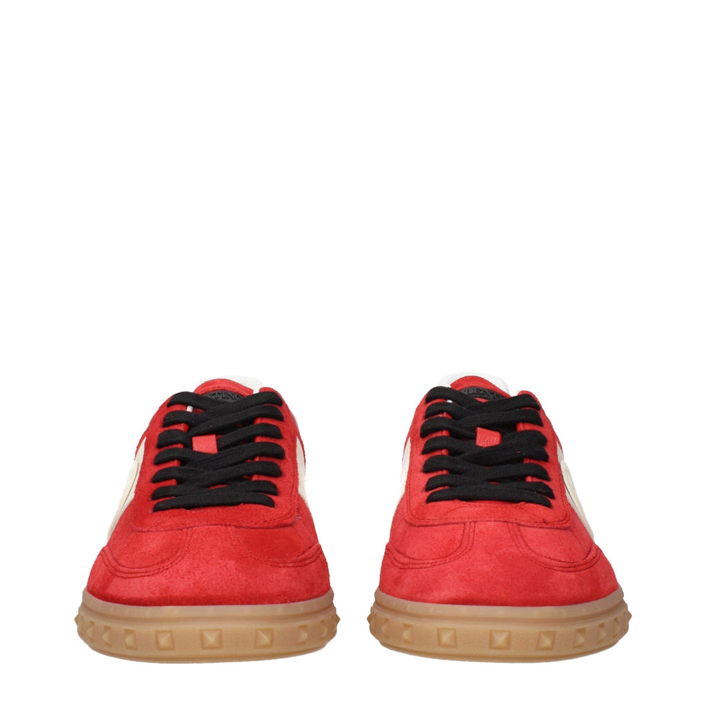 Red Leather Low Top Sneakers