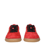 Red Leather Low Top Sneakers