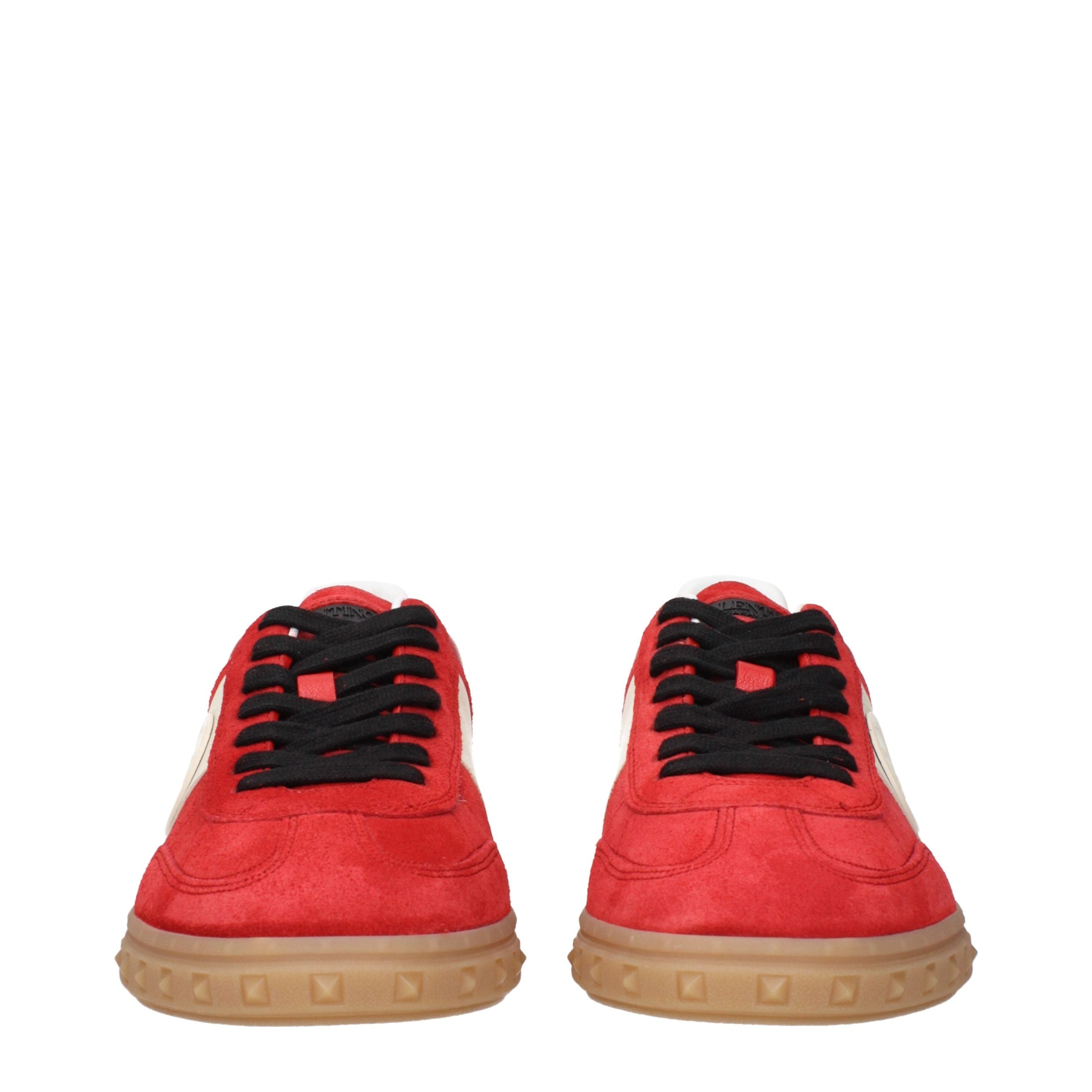 Red Leather Low Top Sneakers