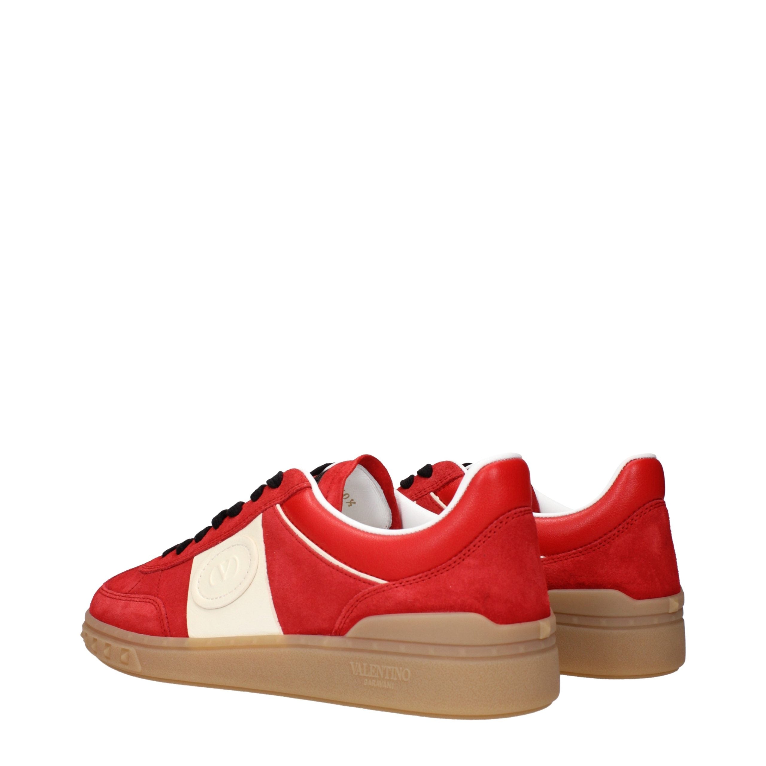 Red Leather Low Top Sneakers