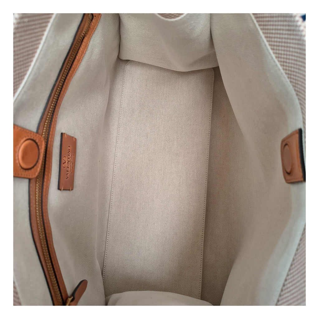 Beige Fabric Handbag