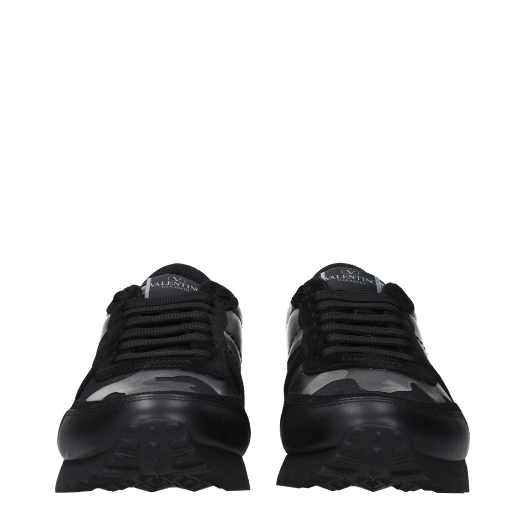 Black Leather Chunky Sneakers