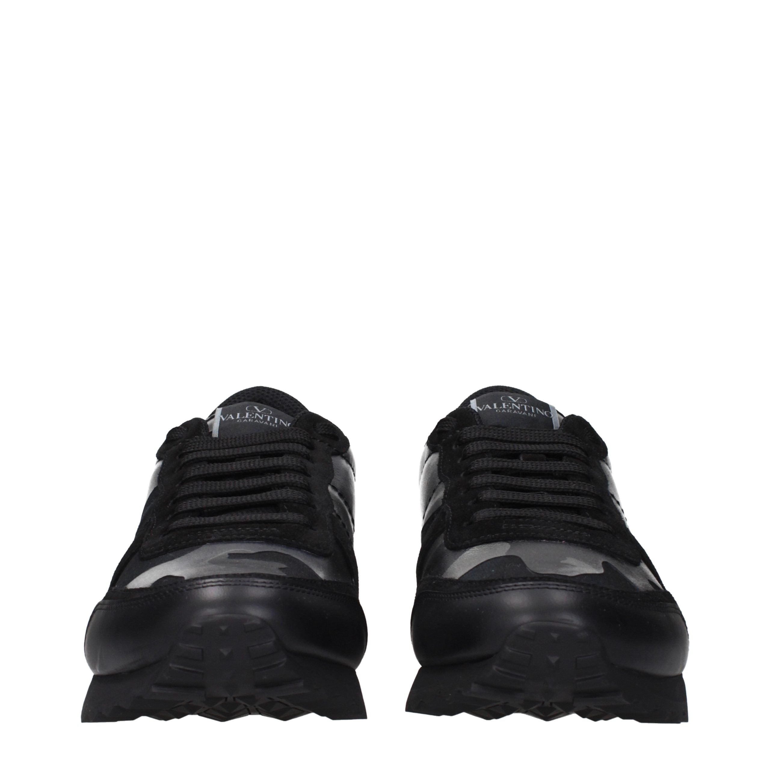 Black Leather Chunky Sneakers