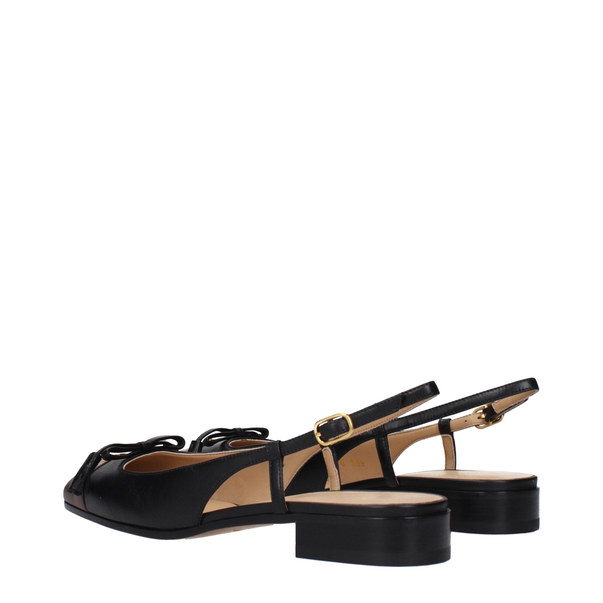 Black Leather Ballet Flats