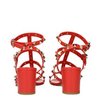 Orange Leather Platform Sandals