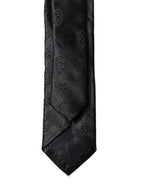 Black Patterned 100% Silk Adjustable Men Necktie Tie