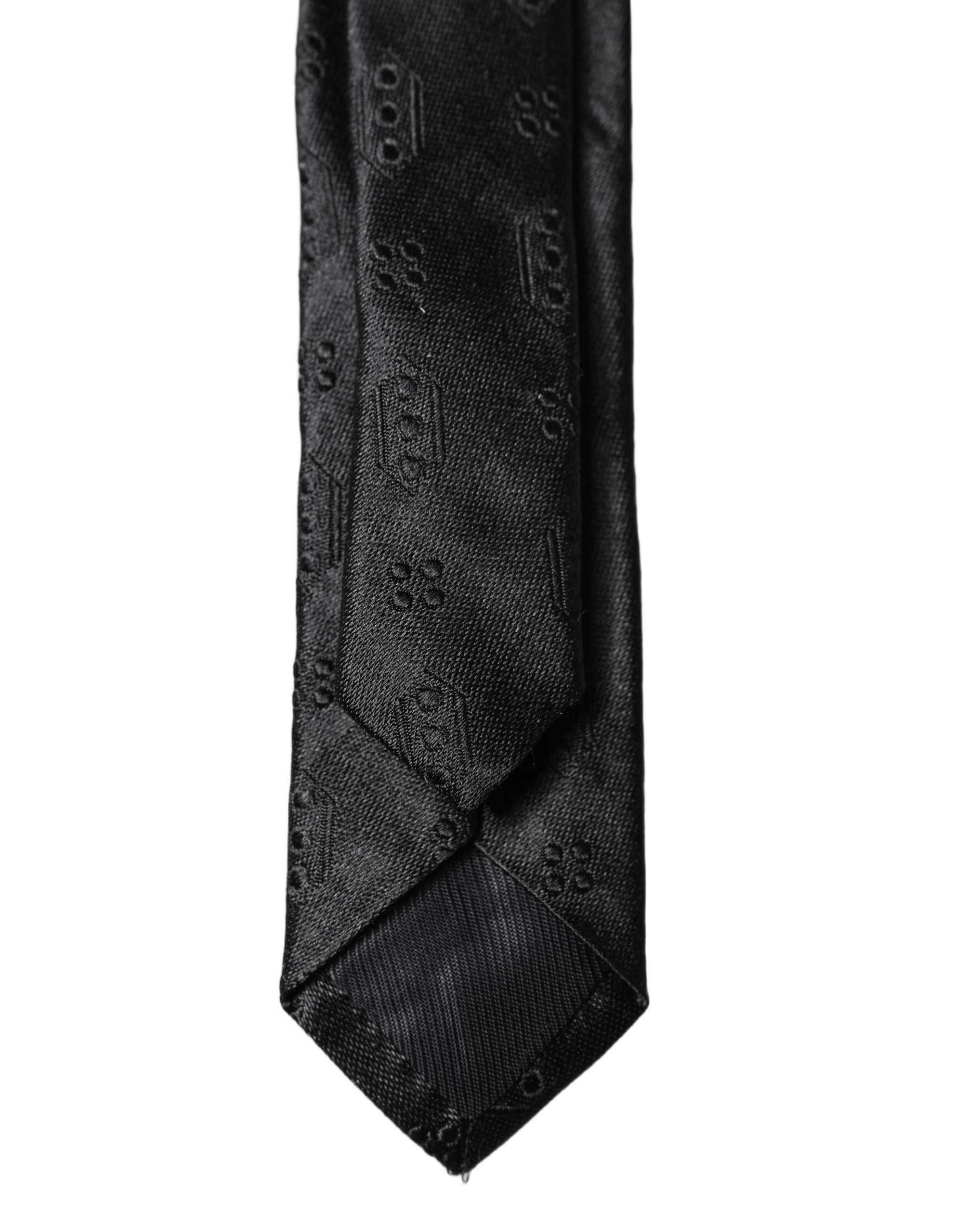 Black Patterned 100% Silk Adjustable Men Necktie Tie