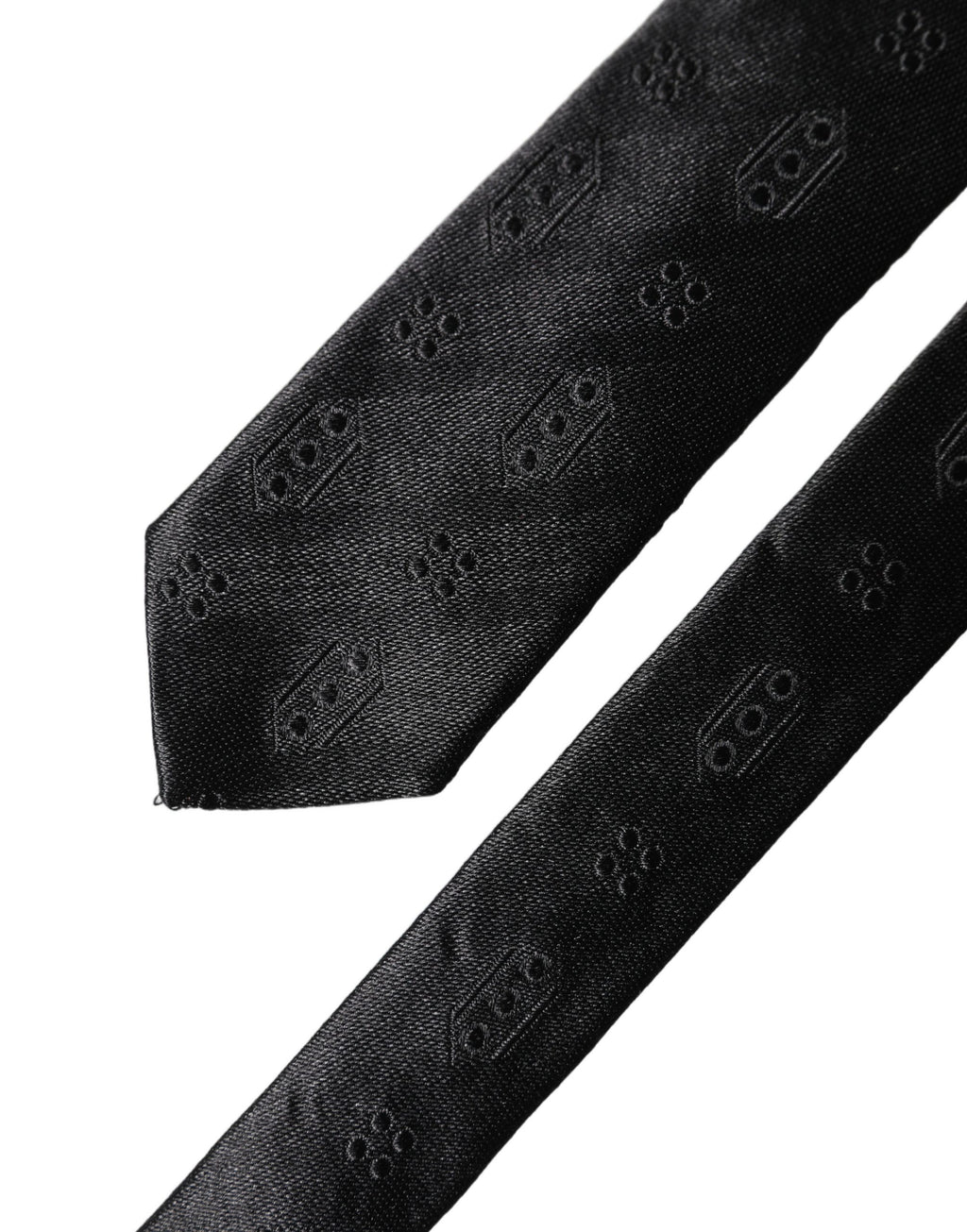 Black Patterned 100% Silk Adjustable Men Necktie Tie