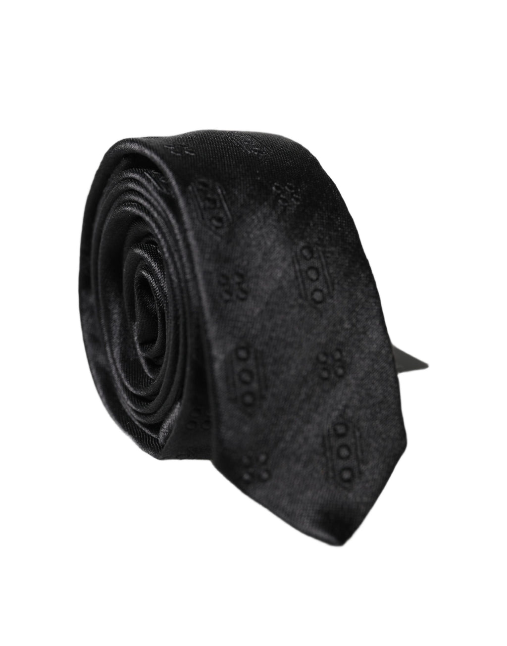 Black Patterned 100% Silk Adjustable Men Necktie Tie
