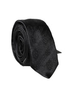 Black Patterned 100% Silk Adjustable Men Necktie Tie