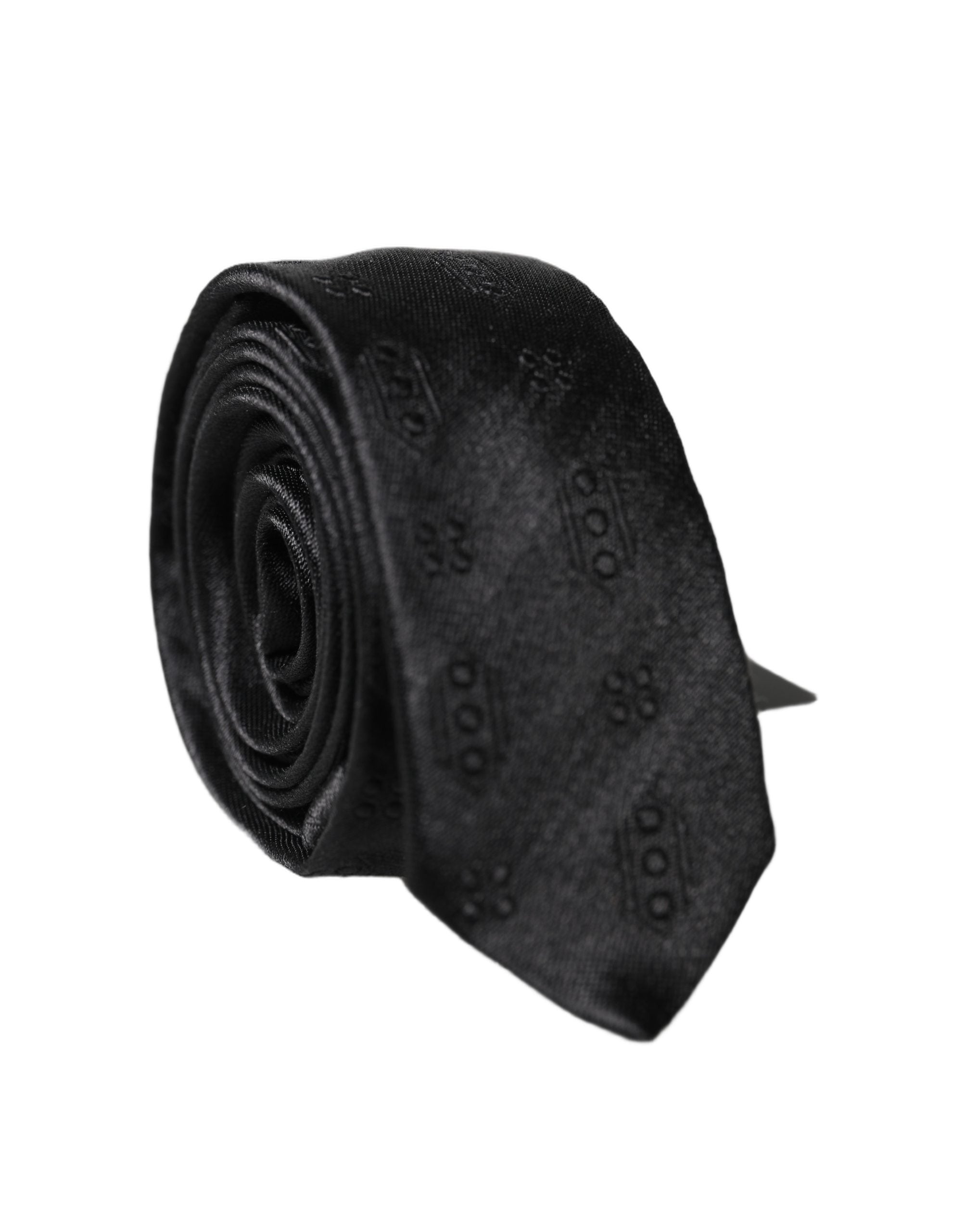 Black Patterned 100% Silk Adjustable Men Necktie Tie