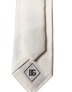 Off White DG Embroidery Silk Adjustable Men Necktie Tie