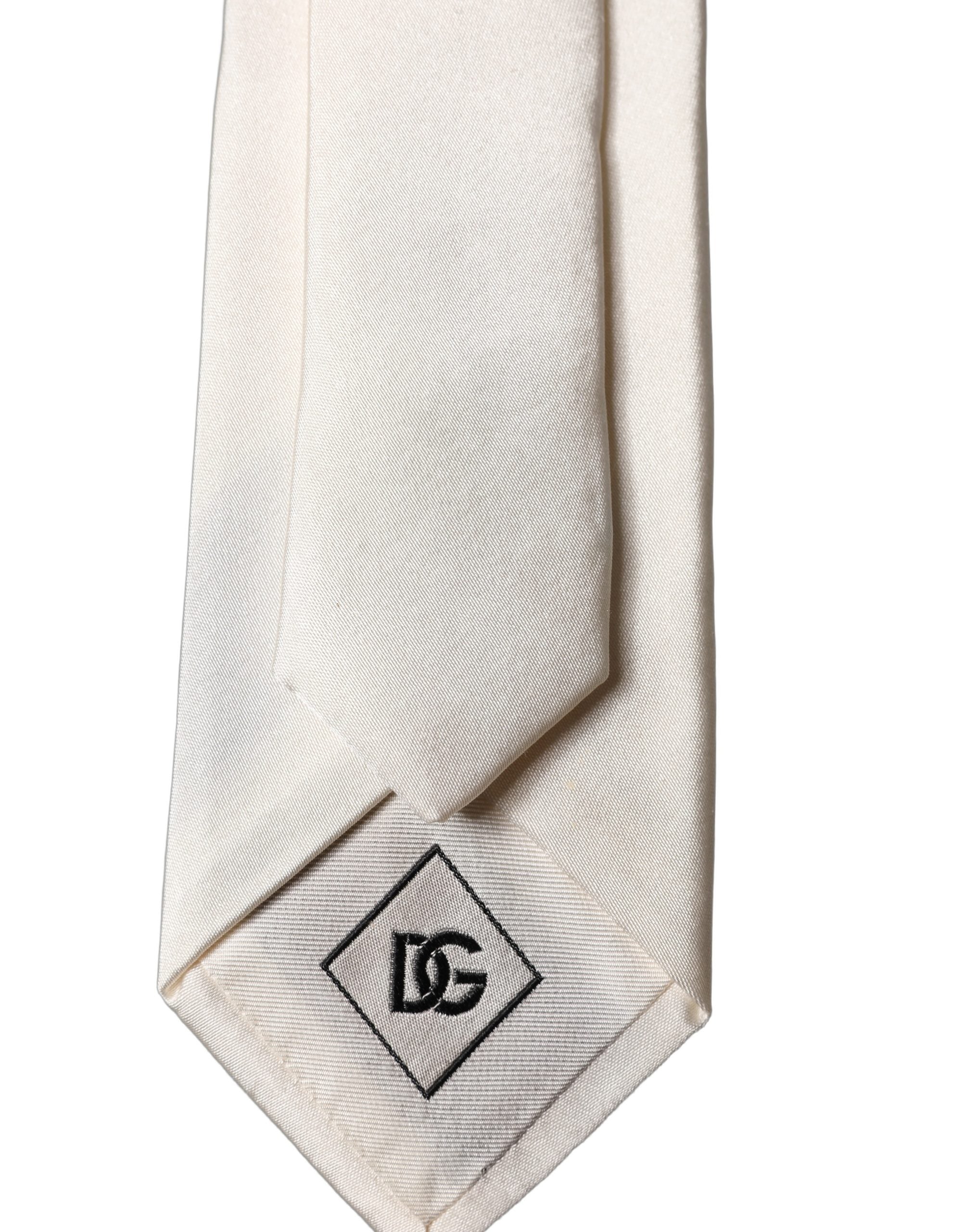 Off White DG Embroidery Silk Adjustable Men Necktie Tie
