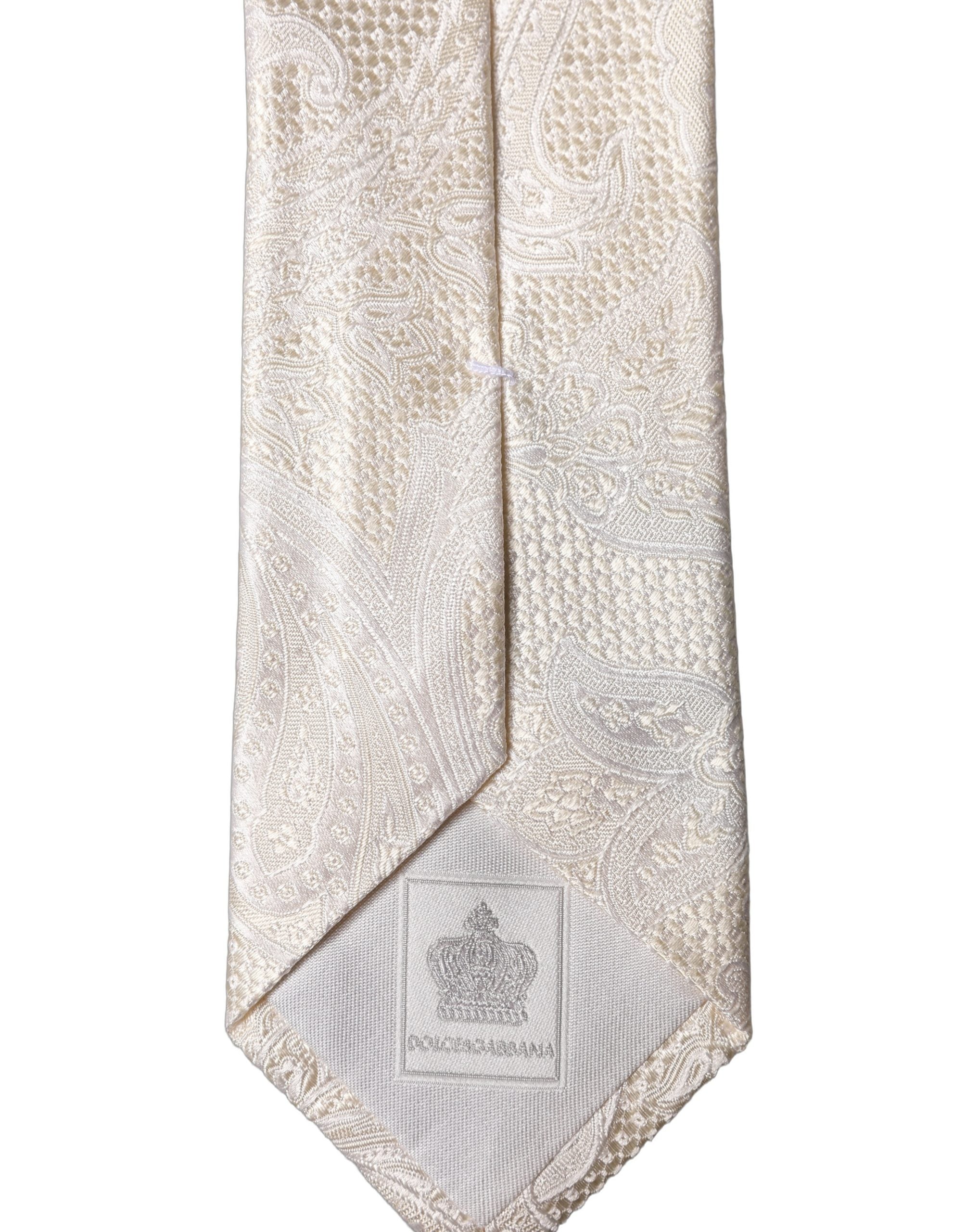 Off White Floral Silk Adjustable Men Tied Necktie Tie