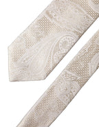 Off White Floral Silk Adjustable Men Tied Necktie Tie