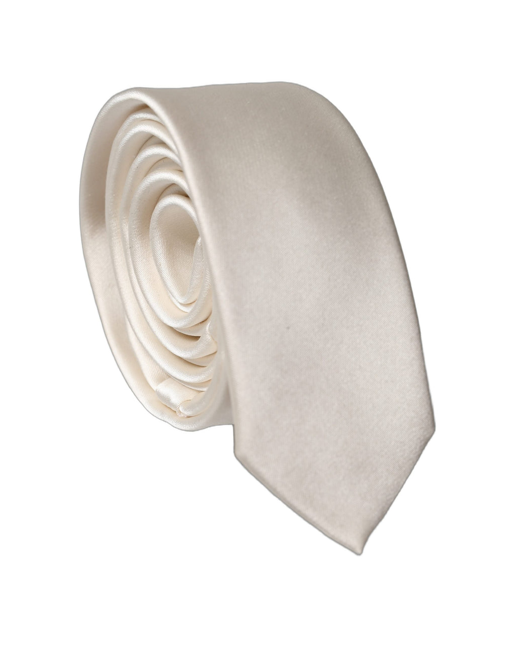 Off White Satin 100% Silk Adjustable Men Tied Necktie Tie