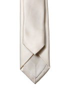 Off White Satin 100% Silk Adjustable Men Tied Necktie Tie