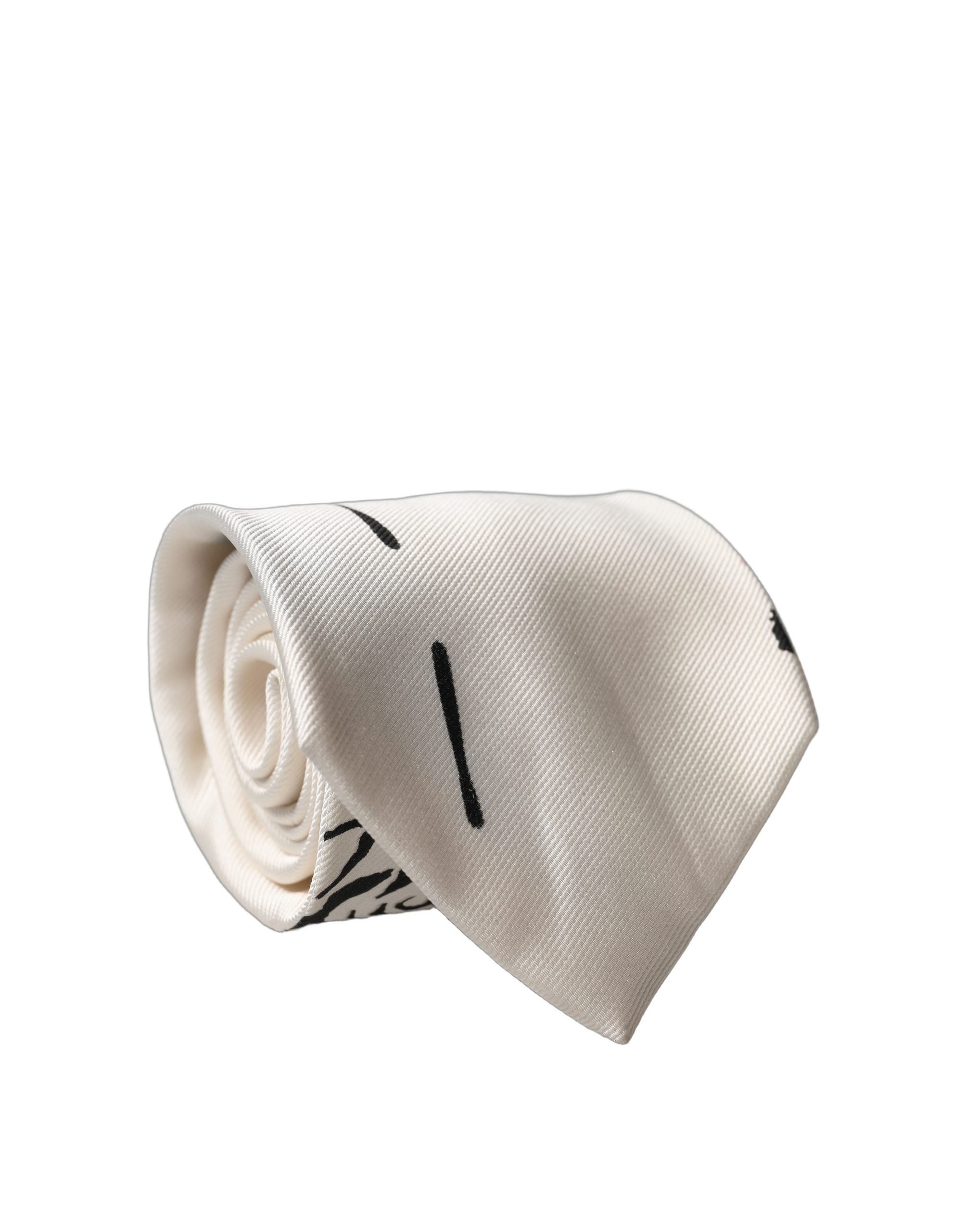 White Tattoo Floral Silk Adjustable Men Tied Necktie Tie