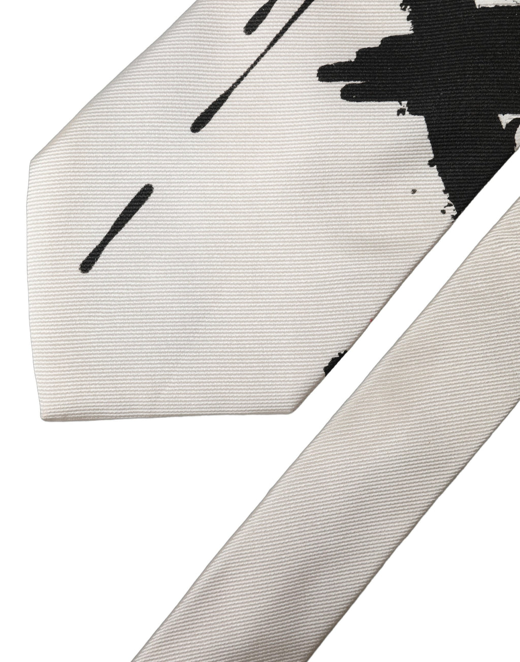 White Tattoo Floral Silk Adjustable Men Tied Necktie Tie