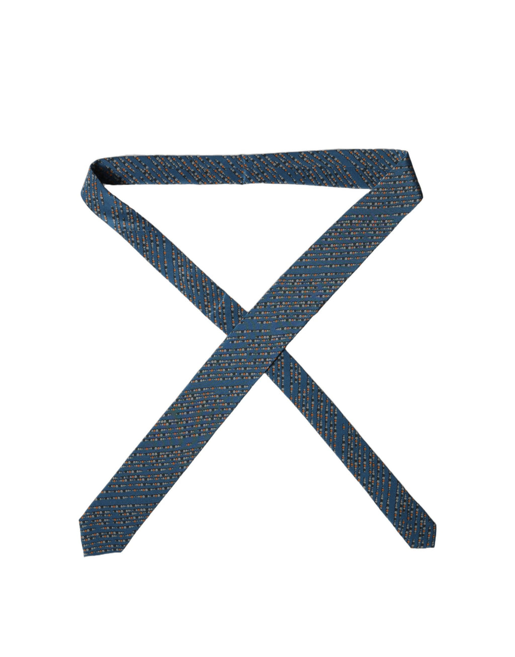 Blue Patterned 100% Silk Adjustable Men Tied Necktie Tie